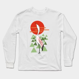 Egret With Sunset Long Sleeve T-Shirt